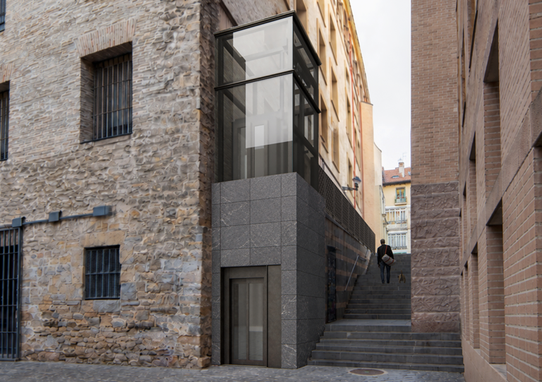 Pamplona instalará un ascensor panorámico para mejorar la accesibilidad entre Calderería y la plaza de la Compañía